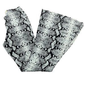Three Bird Nest MEDIUM Raw Edge Flare Stretch Pant Reptile Print Black White
